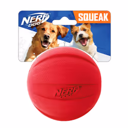 Nerf Dog Rubber Ball Dog Toy with Interactive Squeaker Lightweight Durable and Water Resistant 4 Inch Diameter for Medium/ ...