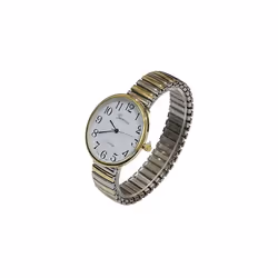 Super Large Face Easy to Read Two-Tone Stretch Band Watch
