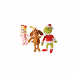 Aurora World Dr. Seuss Cindy Lou Who 12", Grinch Santa 19", & His Dog Max 18" Christmas Special Set of 3 Plush