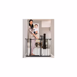 Easy Step 124cm Extra Wide Baby Gate, Black, Includes 10cm and 30.5cm Extension Kit, 4 Pack of Pressure Mount Kit and 4 Pack  ...