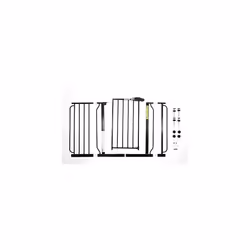 Easy Step 124cm Extra Wide Baby Gate, Black, Includes 10cm and 30.5cm Extension Kit, 4 Pack of Pressure Mount Kit and 4 Pack of Wall Mount Kit