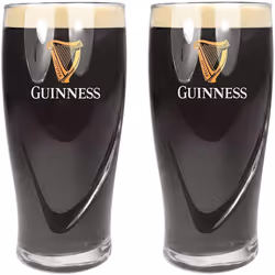 Guinness Pint Glasses 20oz / 568ml CE Marked | Embossed Harp Design - Set of 2