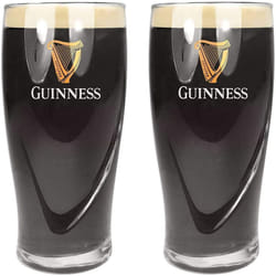 Guinness Pint Glasses 20oz / 568ml CE Marked | Embossed Harp Design - Set of 2