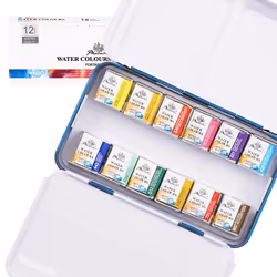 PHOENIX Artist Grade Watercolor Paint Set - 12 Colors Half Pans Palette Quality Pigment Watercolor Travel Set Portable Tin Bo ...