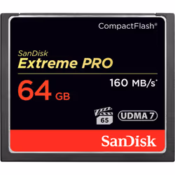 SanDisk 64GB Extreme Pro CF, 64 GB, CompactFlash, 160 MB/s, 150 MB/s, Black