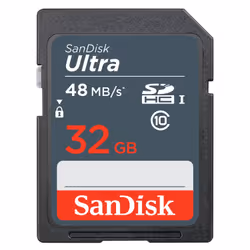 SanDisk ULTRA, 32 GB, SDHC, Class 10, 48 MB/s, Black