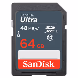 SanDisk ULTRA, 64 GB, SDXC, Class 10, 48 MB/s, Black
