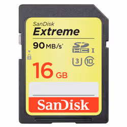 SanDisk Extreme, 16 GB, SDHC, Class 10, UHS-I, 90 MB/s, 40 MB/s
