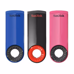 SanDisk Cruzer Dial, 16 GB, USB Type-A, 2.0, Slide, 7.36 g, Black, Blue, Pink