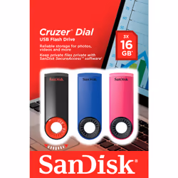 SanDisk Cruzer Dial USB flash drive 16 GB USB Type-A 2.0 Black, Blue, Pink