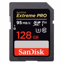 SanDisk Extreme Pro, 128 GB, SDXC, Class 10, UHS-I, 90 MB/s, 95 MB/s