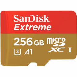 SanDisk Extreme, 256 GB, MicroSDXC, Class 10, UHS-I, 100 MB/s, 90 MB/s