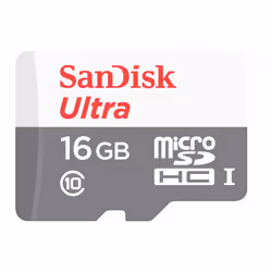 SanDisk Ultra MicroSDHC 16GB UHS-I, 16 GB, MicroSDHC, Class 10, UHS-I, 80 MB/s, Shock resistant, Temperature proof, Waterproo ...