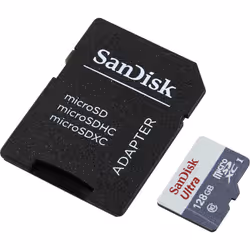 SanDisk Ultra MicroSDXC 128GB UHS-I + SD Adapter, 128 GB, MicroSDXC, Class 10, UHS-I, 80 MB/s, Shock resistant, Temperature p ...