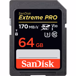 SanDisk Exrteme PRO 64 GB, 64 GB, SDXC, Class 10, UHS-I, 170 MB/s, 90 MB/s
