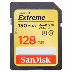 SanDisk Exrteme 128 GB UHS-I Class 10 SDXC Memory Card, 128 GB, SDXC, Class 10, UHS-I, 170 MB/s, 70 MB/s