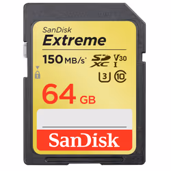 SanDisk Exrteme 64 GB, 64 GB, SDXC, Class 10, UHS-I, 150 MB/s, 60 MB/s
