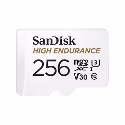 SanDisk High Endurance microSD, 256 GB, MicroSDXC, Class 16, 100 MB/s, 100 MB/s, Class 3 (U3)