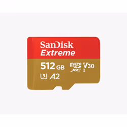 SanDisk Extreme, 512 GB, MicroSDXC, Class 3, UHS-I, 160 MB/s, Class 3 (U3)