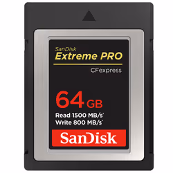 SanDisk Extreme Pro, 64 GB, CFast 2.0, 1500 MB/s, 800 MB/s, Black