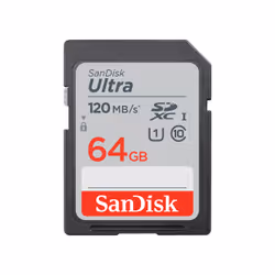 SanDisk Ultra, 64 GB, SDXC, Class 10, 120 MB/s, Class 1 (U1), V10
