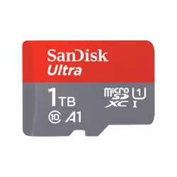 SanDisk Ultra, 1 TB, MicroSDXC, Class 10, 120 MB/s, Class 1 (U1), Grey, Red