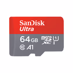 SanDisk Ultra microSD, 64 GB, MicroSDHC, Class 10, UHS-I, 100 MB/s, Grey, Red