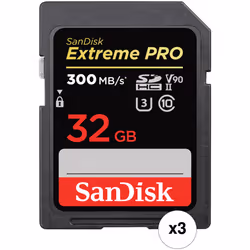 SanDisk 32GB Extreme PRO SDHC UHS-II Memory Card (3-Pack)