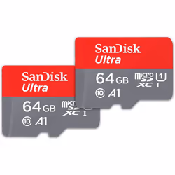 SanDisk Ultra 64GB microSDHC UHS-I card, with Adapter (2-Pack)