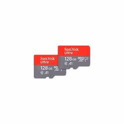 SanDisk Ultra 128 GB microSDHC Memory Card + SD Adapter with A1 App Performance Up to 120 MB/s, Class 10, U1 (Twin Pack)