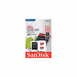SanDisk Ultra 128 GB microSDHC Memory Card + SD Adapter with A1 App Performance Up to 120 MB/s, Class 10, U1 (Twin Pack)