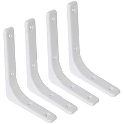 SAYAYO Metal Shelf Brackets, 8 x 6 Inch Heavy Duty L Angle Brackets Shelf Hardware Decorative Wall Hanging Supports for Floating Storage Shelf, 4 PcS