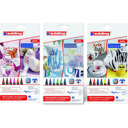 Edding 4200 Porcelain Brushpen Oven Bake Marker Pen (3 Assorted Sets)