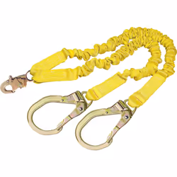 3M DBI-SALA Shockwave 2  1244412 6' Shock Absorbing Lanyard  Tubular Web  100% Tie Off w/ Steel Rebar Hooks On Leg Ends  Snap ...