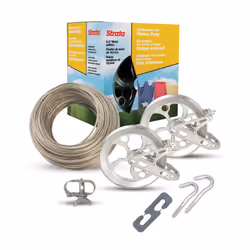 Strata Clothesline Outdoor Heavy Duty Kit - 150 Feet Galvanized Wire Gold PVC Coating  6.5"""" Clothesline Pulley 2pcs  Metal ...