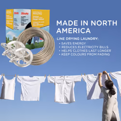 Strata Clothesline Outdoor Heavy Duty Kit - 150 Feet Galvanized Wire Gold PVC Coating  6.5"""" Clothesline Pulley 2pcs  Metal Mini Winch Tightener 1pc