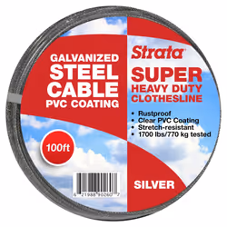 Strata 100 Feet Clothesline Outdoor Heavy Duty Galvanized Wire Steel Cable Silver PVC Coating - Clothes Line Wires for Outsi ...
