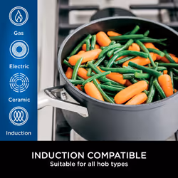 Ninja ZEROSTICK Premium 5-Piece Pan Set  Long Lasting Non-Stick  3x Saucepans with Glass Lids  1x Milk Pan  1x Frying Pan  Hard Anodised Aluminium  In