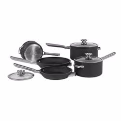 Ninja ZEROSTICK Stackable Cookware 5-Piece Pan Set, Non-Stick, 3 Saucepans with Oven-Safe Glass Lids & 2 Frying Pans, Long La ...