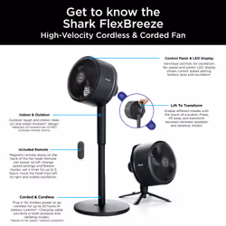 Shark FA220UK, FlexBreeze Portable Fan, Black