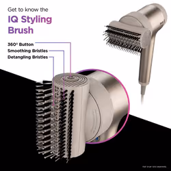 XSKHD1SB IQ Styling Brush, Auto Preset Attachment for HyperAIR Blow Dryers, Rotatable Hot Brush, Styling Tools, for Straight, Wavy, Curly, and Coily