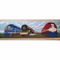 Trains Wallpaper Border - Art Deco - Railfans- Bright
