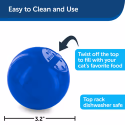 PetSafe Slimcat Slow Feeder Ball for Cats - Interactive Puzzle Game for Your Cat - Fill with Food and Treats - Great for Indoor Play for Kittens and A