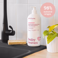 ATTITUDE Baby Dish Soap and Bottle Cleaner  EWG Verified Dishwashing Liquid  No Added Dyes or Fragrances  Tough on Milk Residue and Grease  Vegan  Uns