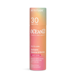 ATTITUDE Oceanly Tinted Lip Balm with SPF 30  EWG Verified  Plastic-Free  Broad Spectrum UVA/UVB Protection with Zinc Oxide  Vegan  Unscented  Baby Ro