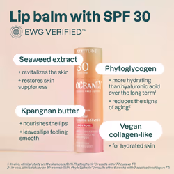 ATTITUDE Oceanly Tinted Lip Balm with SPF 30  EWG Verified  Plastic-Free  Broad Spectrum UVA/UVB Protection with Zinc Oxide  Vegan  Unscented  Baby Ro