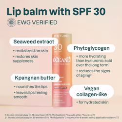 ATTITUDE Oceanly Tinted Lip Balm with SPF 30  EWG Verified  Plastic-Free  Broad Spectrum UVA/UVB Protection with Zinc Oxide  Vegan  Unscented  Terraco