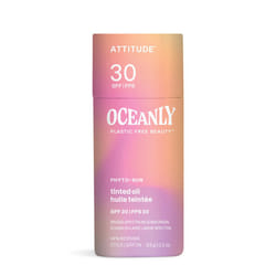 ATTITUDE Oceanly Tinted Oil Stick with SPF 30  EWG Verified  Plastic-Free  Broad Spectrum UVA/UVB Protection with Zinc Oxide  Universal Tint  Unscente