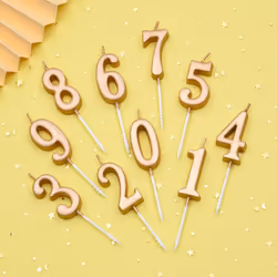 PHD CAKE 10Pieces Champagne Number Birthday Candles  Cake Numeral Candles Number 09 Glitter Cake Topper Decoration for Birthda