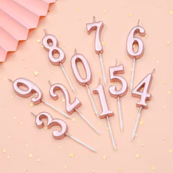PHD CAKE 10Pieces Rose Gold Numeral Birthday Candles  Cake Numeral Candles Number 09 Glitter Cake Topper Decoration for Birthd